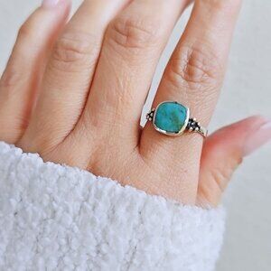 Women's 925 Sterling Silver Genuine Turquoise Bali Bohemian Beaded Ring Gift